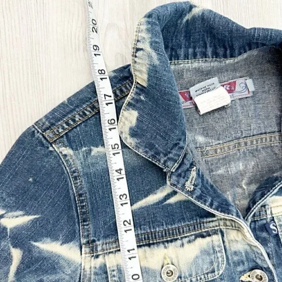 Silver Jeans Button Front Acid Wash Denim Jean Jacket Blue Size Extra Small - Picture 10 of 11
